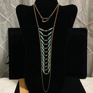 Gold-Tone Layered Necklace with Turquoise Beads